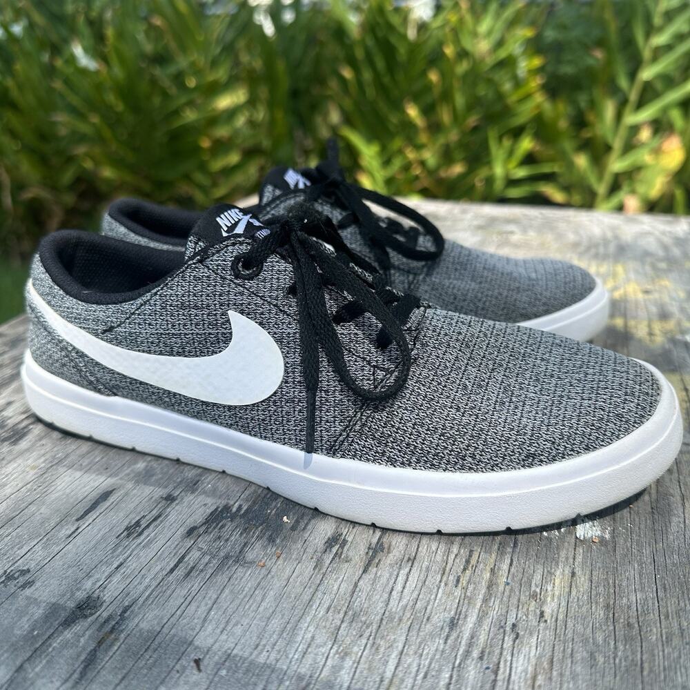 Nike Portmore 2 Solar Black Gray Canvas Premium SB Sneakers Youth 6.5 Y BP